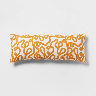 New Upholstered Throw Pillows Set of 2 18x18 Orange Tan Cream