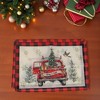 Unique Bargains Christmas Place Mats Flax Red White Green Black 11.8"x17.7" 2 Pcs - 2 of 4