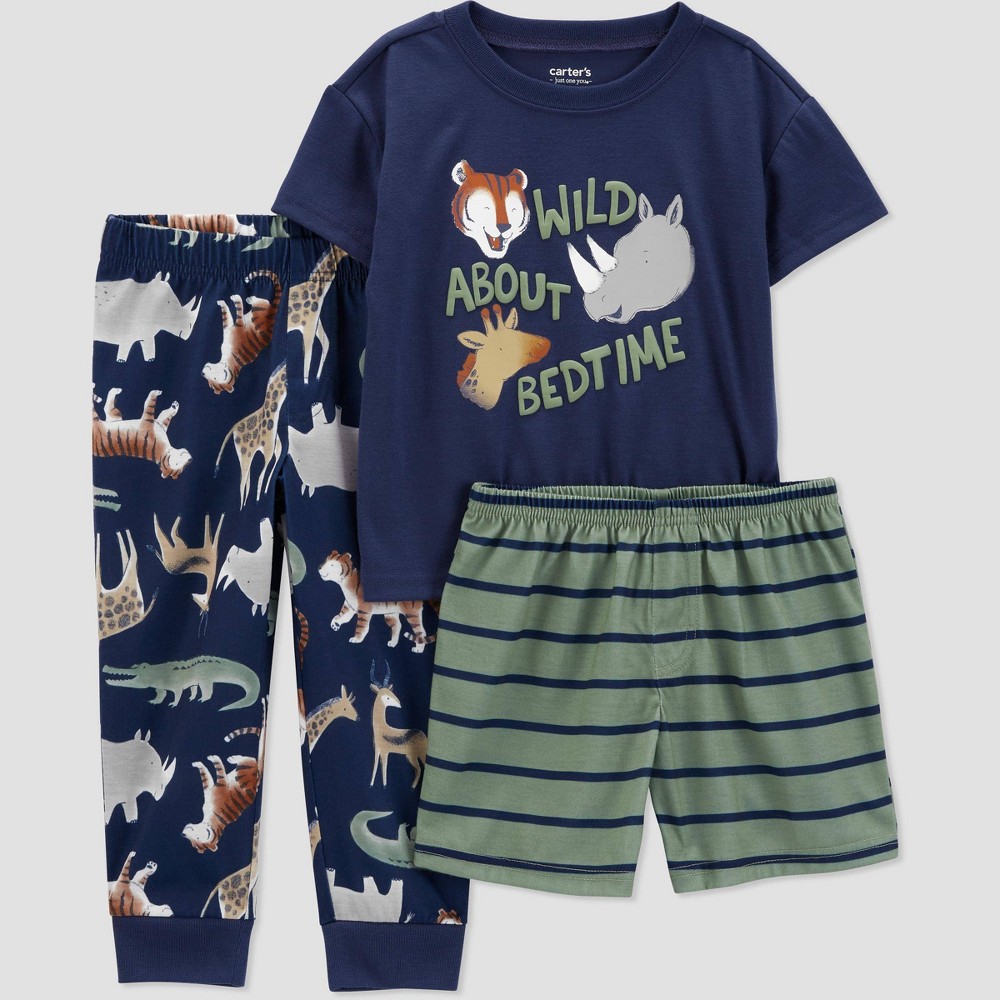 Photos - Other Textiles Carter's Just One You® Toddler Boys' 3pc Safari Pajama Set - Blue 2T