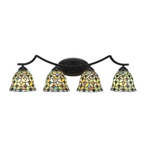 Toltec Lighting Zilo 4 - Light Vanity in  Matte Black with 7" Crescent Art Glass Shade - 1 of 1