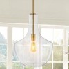 1-Light Watts Mid-Century Modern Iron/Glass LED Pendant Brass Gold/Clear - JONATHAN Y - 2 of 4