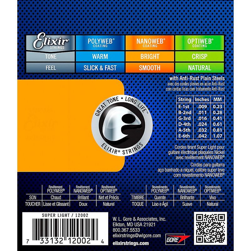 Elixir Electric Guitar Strings with NANOWEB Coating, Super Light (.009-.042), 2 of 4