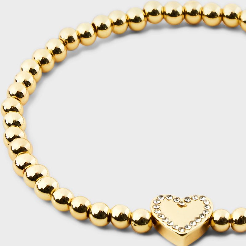 SUGARFIX by BaubleBar Pave Heart Stretch Bracelet - Gold, 4 of 5