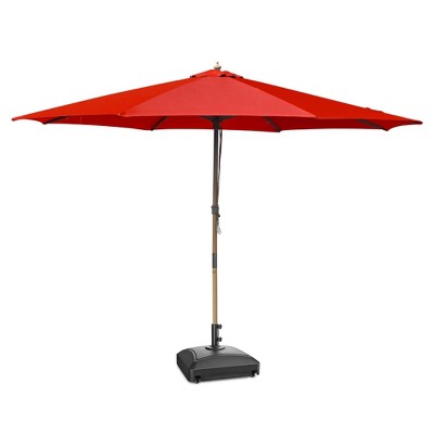 Yescom 13ft XL Heavy Duty Solid Wood Outdoor Patio Umbrella with Base Parasol Wheels Stand for Bistro Market Table Garden Deck Yard Poolside