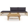 vidaXL 4 Piece Patio Lounge Set with Dark Gray Cushions Bamboo - 2 of 4