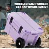 Hooure Heavy-Duty Outdoor Cooler – 55 Qt Capacity, 4” Wheels, T-Latches, Includes Accessories - 2 of 4
