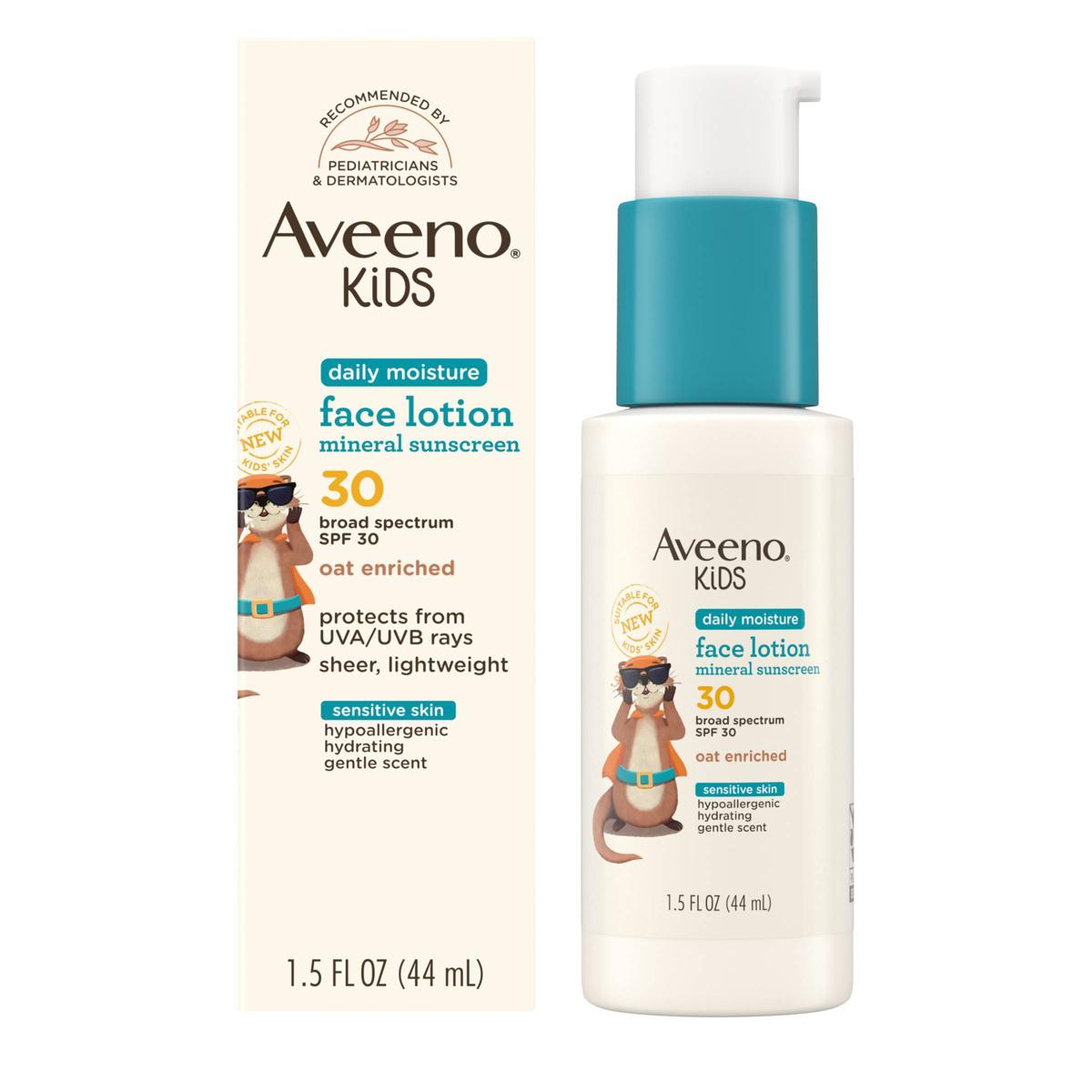 Aveeno Kids Daily Moisture Face Lotion & Mineral Sunscreen SPF 30 1.5 fl oz product package