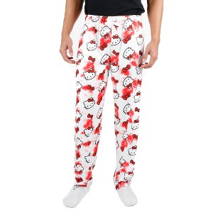 Hello Kitty Anime Cartoon All Over Print Women's White Sleep Pajama Pants - 1 of 1