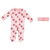 Chick Pea Baby Girl Clothes Footed Pajama Set for Sleep and Play 2 Pack Hearts Love Medly 3-6M - 2 of 2