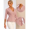 Allegra K Women's Notch Lapel Collar 3/4 Sleeve Tie Waist Peplum Top - 2 of 4
