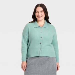 Women's Long Sleeve Heart Button Cardigan Sweater - A New Day™ - 1 of 3