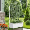 Lirago Metal Planter Box privacy screen Garden Bed with Trellis and Wheels-White- 6 ft.Hx3 ft.W - 2 of 4