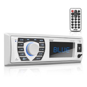 Pyle Bluetooth Marine Receiver Stereo, Hands-Free Calling, Wireless Streaming, MP3/USB/SD Readers, AM/FM Radio, White - 1 of 4
