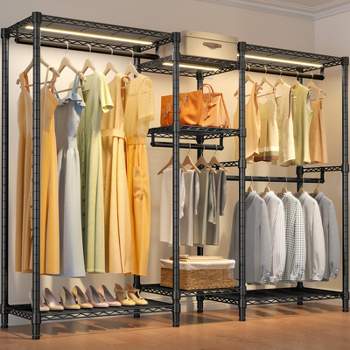 VIPEK V6L with Dimmable LED Lights Wire Garment Rack Heavy Duty Clothes Rack, Adjustable Wardrobe Closet Organizer and Storage Clothing Rack