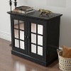 KWPZQEB Rustic Sideboard, Wooden Buffet Cabinet with Decorative Acrylic Mirrored Doors & Adjustable Shelf, Coffee Bar Cabinet for Dining Room, Black - 4 of 4
