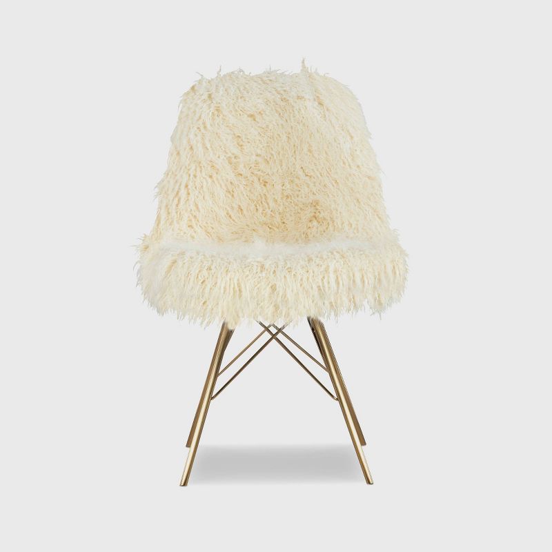Remy Flokati Modern Faux Fur Accent and Office Chair Chair White - Linon, 2 of 10