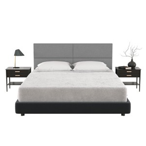 Jaxx Panelist Modern Padded Headboard – Set of 4 Wall Mounted Panels - Queen, Mouse Grey Microvelvet - 1 of 4
