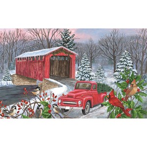 Briarwood Lane Winter Christmas Doormat 30x18 Indoor Outdoor Winter Covered Bridge Seasonal For Christmas Doormat - 1 of 3