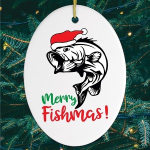 Merry Fishmas Fishing Christmas Ornament| OrnamentallyYou - 1 of 4