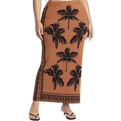 ELOQUII Women's Plus Size Intarsia Column Skirt