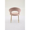 Gulches Pink Velvet Dining Chair - Ergonomic Curved Backrest, Golden Metal Legs, 250 LBS Capacity for Kitchen/Dining Room (Set of 1) - 2 of 4