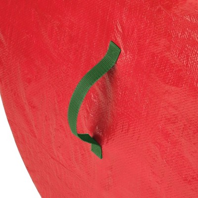 Large Red Christmas Tree Storage Bag with Green Trim