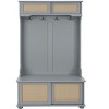 TIRAMISUBEST Casual Hall Tree with Rattan Doors & Shoe Storage - Gray Entryway Organizer Bench - 2 of 4