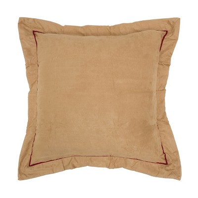 C&F Home 26" x 26" Tan Faux Suede/Red Euro Sham