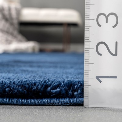 Loni Navy 2' x 10' Machine Washable Shag Runner Rug