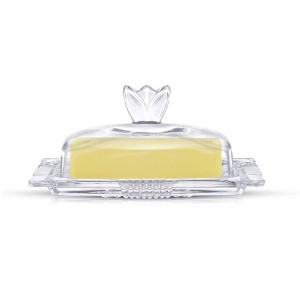 JoyJolt Clear Glass Butter Dish with Lid - Fancy Butter Stick Holder Wide Butter Dish for 4oz Sticks - 1 of 4