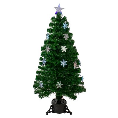 Northlight 4' Prelit Artificial Christmas Tree Color Changing Fiber Optic with Snowflakes