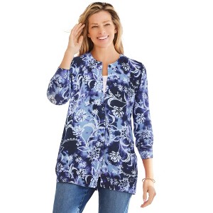 Woman Within Perfect Long-Sleeve Cardigan - 1 of 3