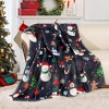 Lomsoe Christmas Snowman Print Black Throw Blanket, Winter Holiday Bed Blanket Super Soft Flannel Blanket Cozy Fuzzy Plush Throw Blanket for Couch - 2 of 4