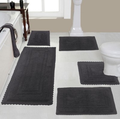 Better Homes & Gardens Tufted Typography Microfiber Bath & Spa Rug Set,  Gray, 2 Pieces