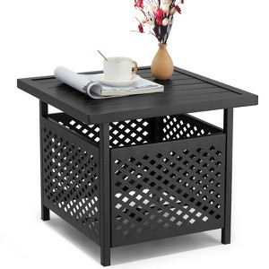 COWLOWN Black Small Metal Square Patio Bistro Side Table, Great for Garden, Pool, Deck Outdoor Areas - 1 of 4