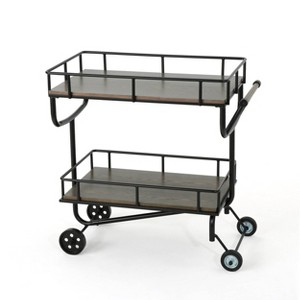 Lavinia Industrial Iron Bar Cart Gray/Black - Christopher Knight Home
