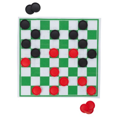 Toy Time Giant Reversible Checkers and Tic-Tac-Toe Board Game Rug