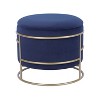 Techni Home Elegant Velvet Round Ottoman with Gold Frame and Storage, Blue - 4 of 4