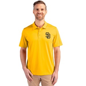 San Diego Padres Cutter & Buck Prospect Eco Textured Stretch Recycled Mens Short Sleeve Polo - 1 of 1