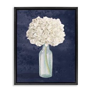 Stupell Industries White Floral Bouquet over Blue Floating Frame Canvas Art, Black, 25" x 31" - 1 of 4