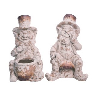 Transpac Whitewash MGO Garden Leprechaun St Patricks Day  Figurines Set of 2 Home and Garden Decorations - 1 of 1