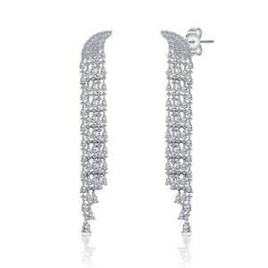 Guili Elegant Large 82MM Dangle Cubic Zirconia Bridal Earrings – Glamorous Jewelry for Weddings, Special Occasions, and Elegant Bridal Looks - 1 of 2