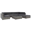 vidaXL Gray 8 Piece Patio Set - Poly Rattan Lounge with Cushions, Corner & Center Sofas, Coffee Table, and Ottoman - Indoor/Outdoor Garden Furniture - 2 of 4