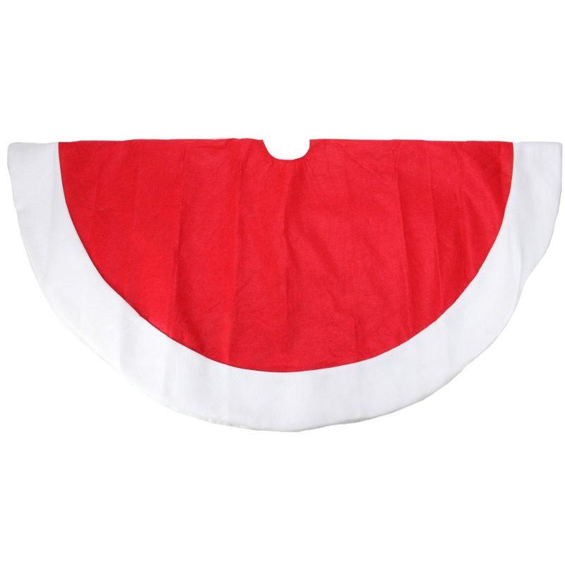 Northlight 48" Red and White Traditional Christmas Tree Skirt with Border, 3 of 4