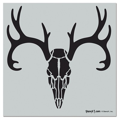 Stencil1 Antlered Deer Skull - Wall Stencil 11" x 11"