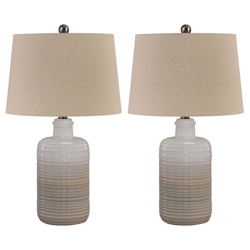 Set of 2 Marnina Ceramic Table Lamps Taupe - Signature Design by Ashley, 1 of 5