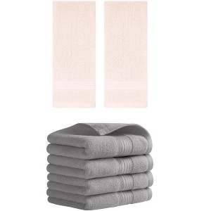 REGALWOVEN Solid Striped Cotton Soft Absorbent Hand Towels for Bath Hotel Spa 13" x 29" - 1 of 4