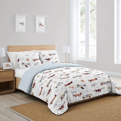 Sweet Jojo Designs Full/Queen Comforter Bedding Set Airplane Red Blue and White 3 pc — фото 2