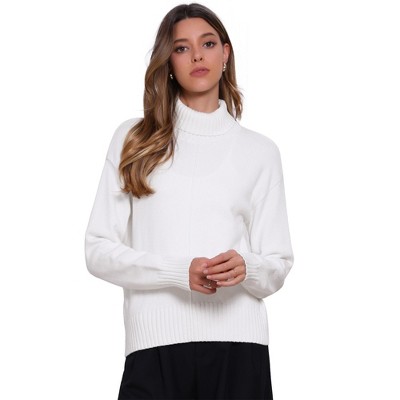 INSPIRE CHIC Women's Turtleneck Long Sleeve High-low Hem Stretchy Sweater