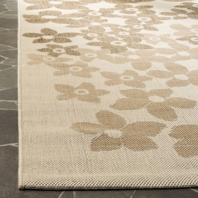 Beige and Brown Floral Tufted Handmade Washable Rug